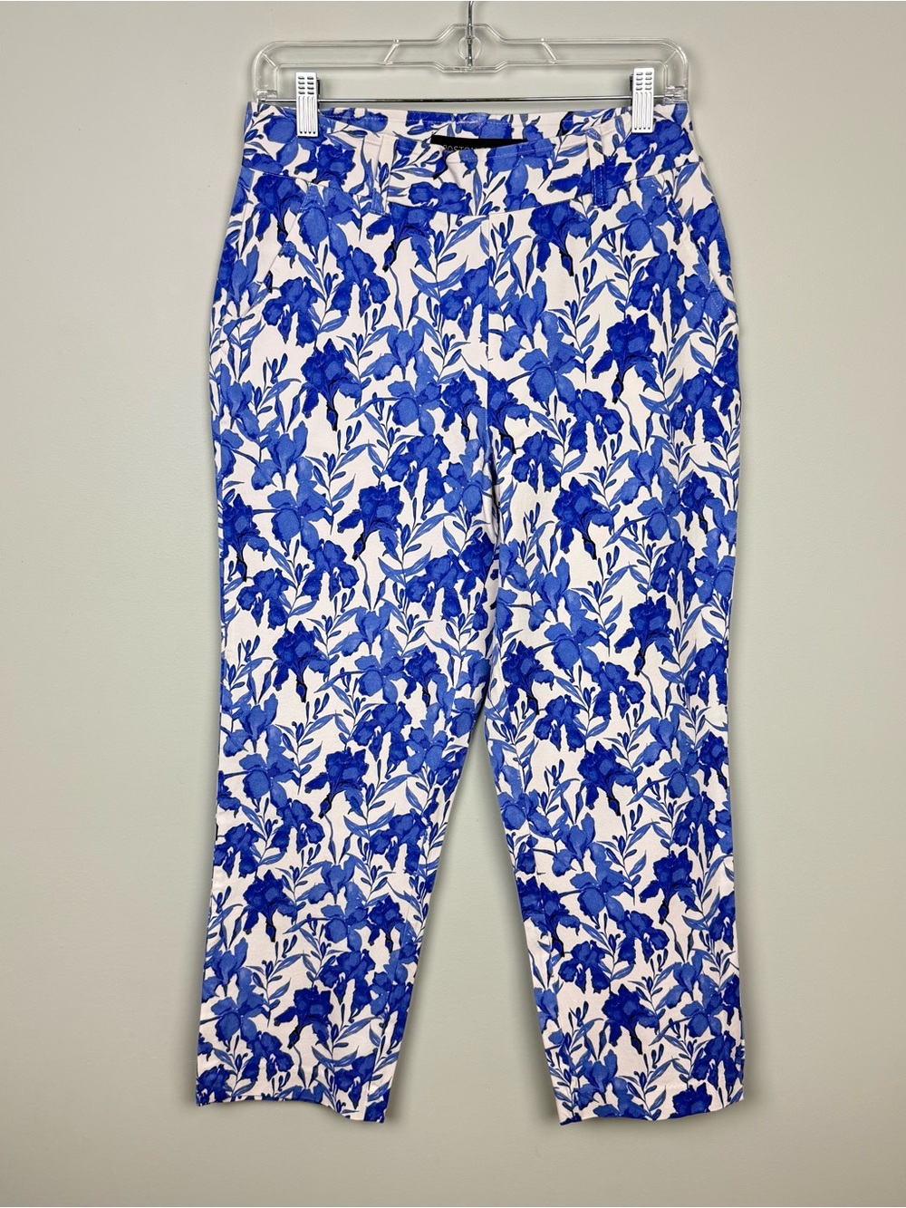 Boston Proper Blue Floral Straight Leg Pull-On Pants